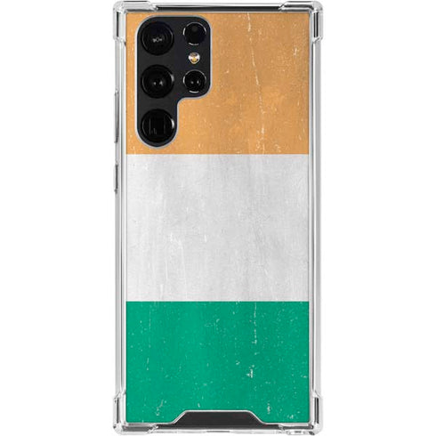 Ivory Coast Flag Distressed Galaxy S24 Ultra Clear Case